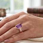 D'Joy Rose De France Amethyst, Moissanite Main Stone With Side Stone Ring in Rose GoldSterling Silver  3.491  Ct._8712611_1