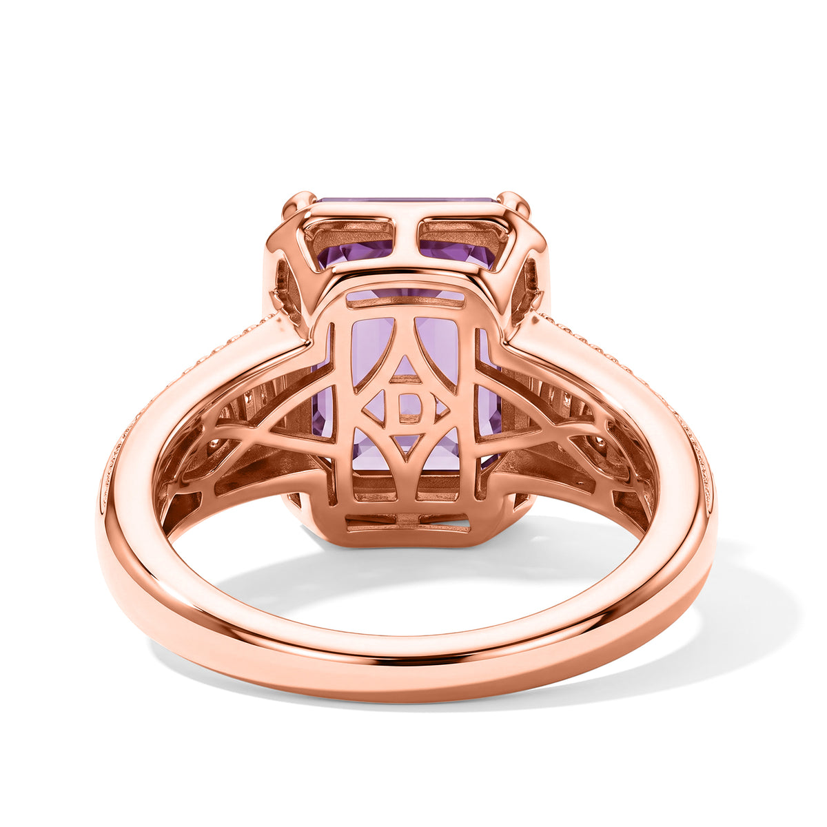 D'Joy Rose De France Amethyst, Moissanite Main Stone With Side Stone Ring in Rose GoldSterling Silver  3.491  Ct. 8712611 3