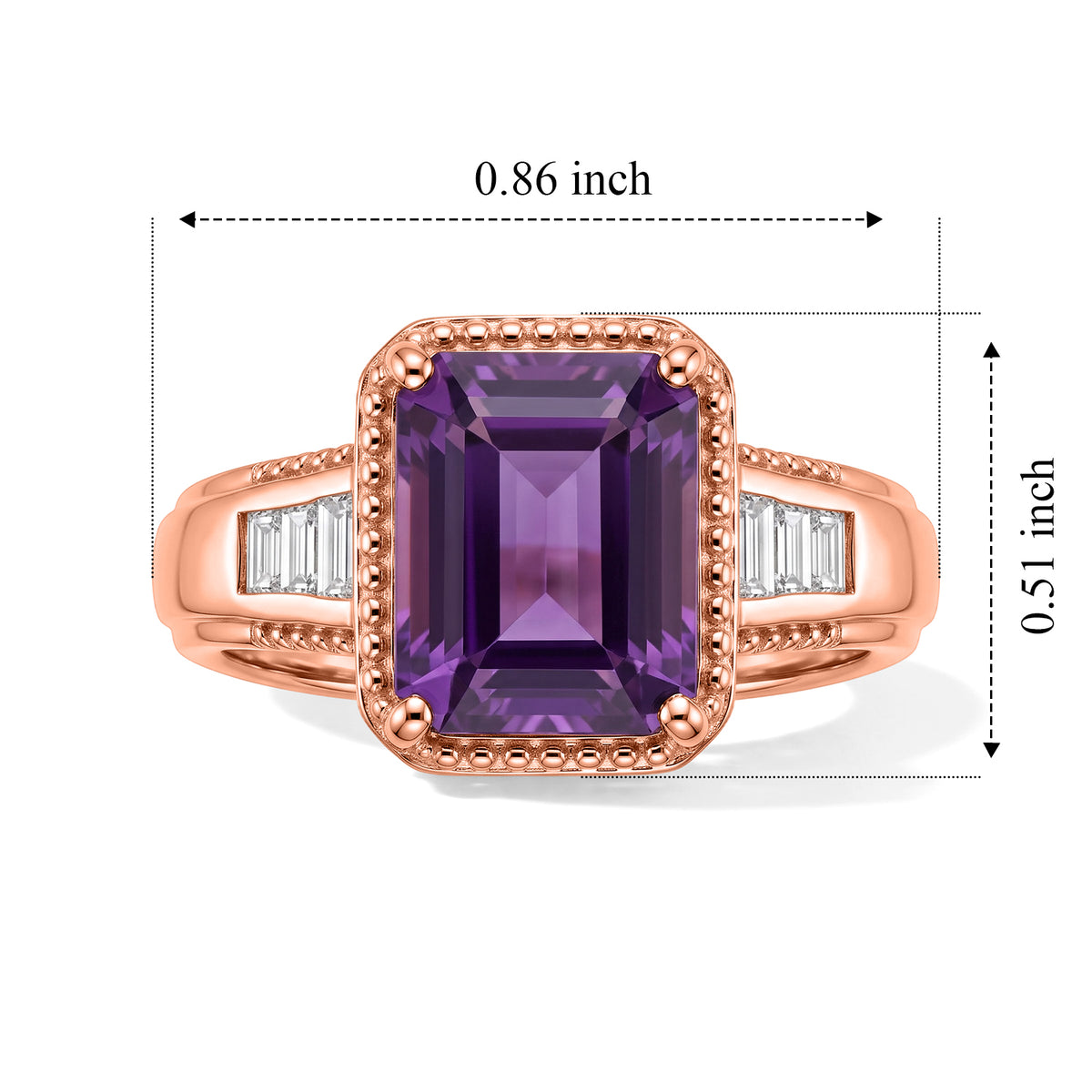 D'Joy Rose De France Amethyst, Moissanite Main Stone With Side Stone Ring in Rose GoldSterling Silver  3.491  Ct. 8712611 4