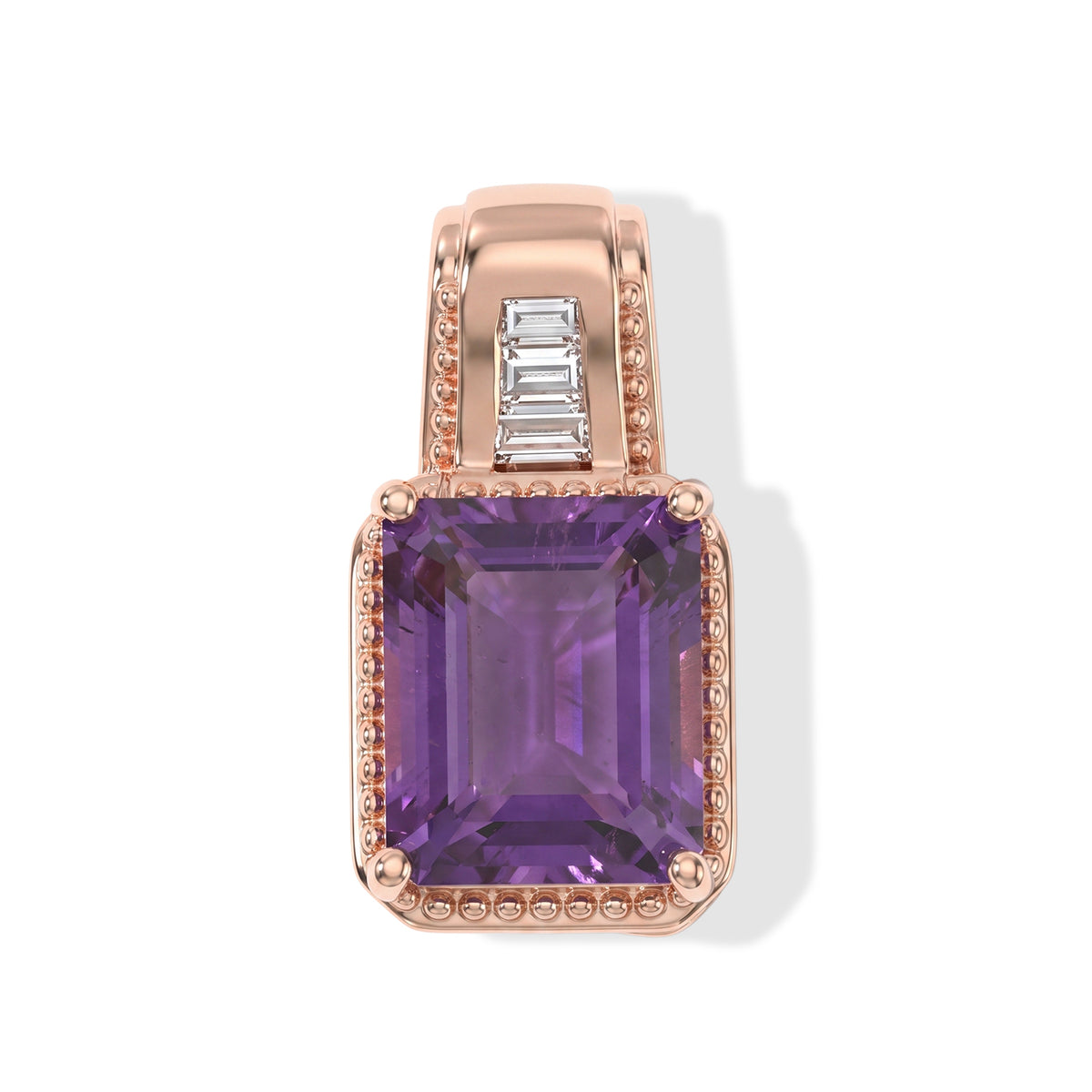 D'Joy - Rose De France Amethyst &amp; Moissanite Pendant in Rose Gold Plated Sterling Silver 3.30 Ct. 8712631 0