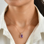 D'Joy - Rose De France Amethyst & Moissanite Pendant in Rose Gold Plated Sterling Silver 3.30 Ct._8712631_1