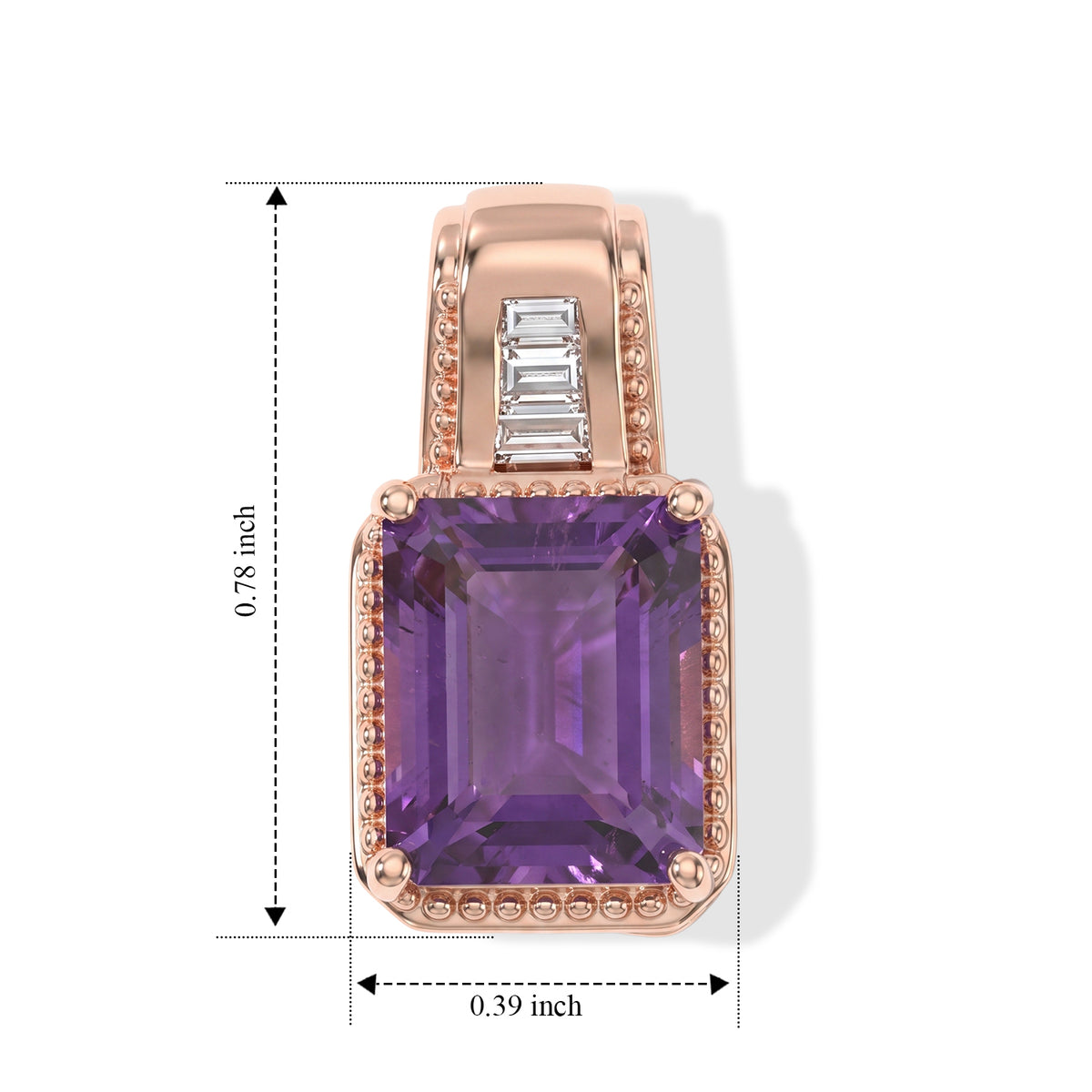 D'Joy - Rose De France Amethyst &amp; Moissanite Pendant in Rose Gold Plated Sterling Silver 3.30 Ct. 8712631 3