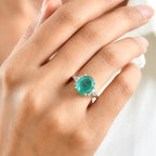 D'Joy - Colombian Colour Emeraldine Quartz & White Zircon Ring in Platinum Overlay Sterling Silver 5.67 Ct._8712675_1