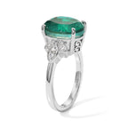 D'Joy - Colombian Colour Emeraldine Quartz & White Zircon Ring in Platinum Overlay Sterling Silver 5.67 Ct._8712680_2