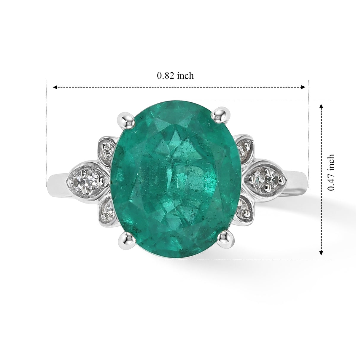 D'Joy - Colombian Colour Emeraldine Quartz &amp; White Zircon Ring in Platinum Overlay Sterling Silver 5.67 Ct. V32635562 5