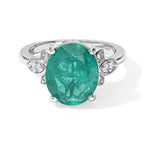 D'Joy - Colombian Colour Emeraldine Quartz & White Zircon Ring in Platinum Overlay Sterling Silver 5.67 Ct._8712683