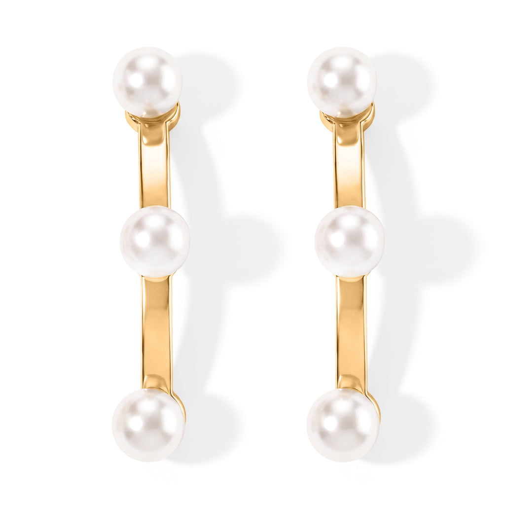 White Fresh Water Pearl Earring with Push Back in Yellow Gold Plated Sterling Silver 5.00 Ct._8712697