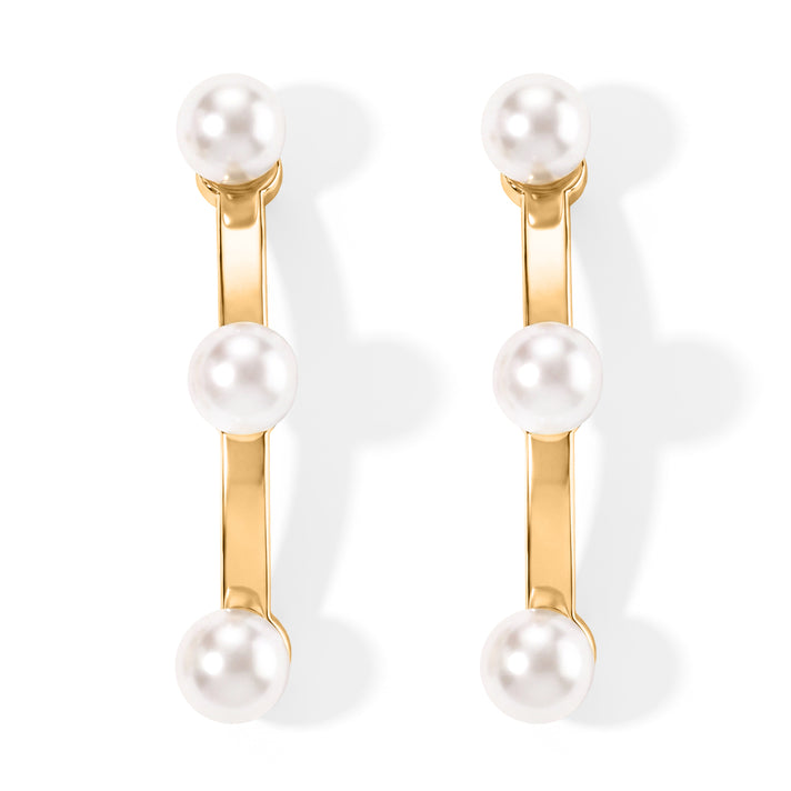 White Fresh Water Pearl Dangle Earring with Push Back in Yellow Gold Plated Sterling Silver 8712697 1