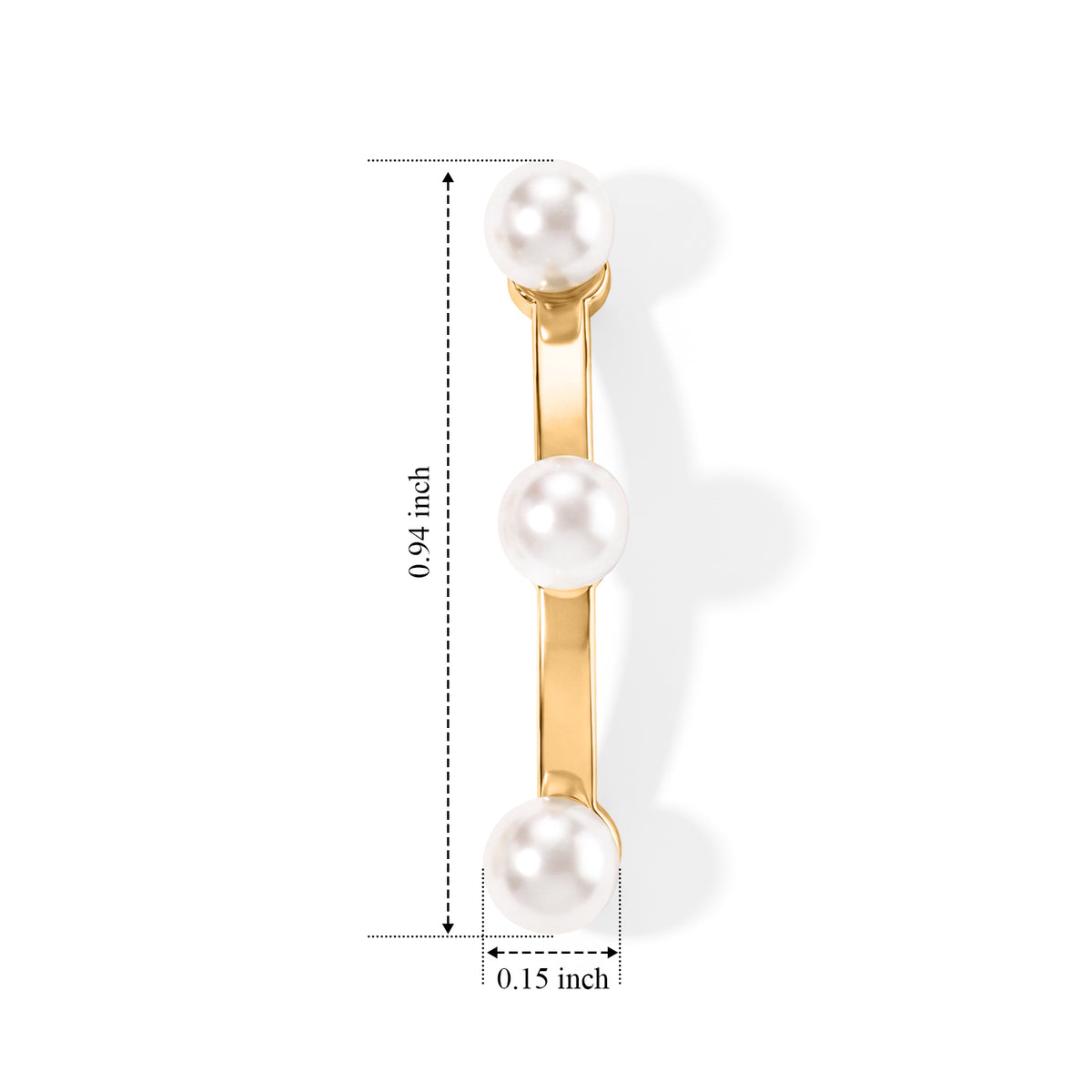 White Fresh Water Pearl  Dangle Earring with Push Back in Yellow Gold Plated Sterling Silver V32669162 5