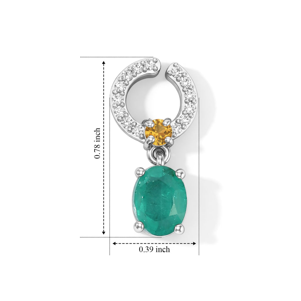 D'Joy - Colombian Colour Emeraldine Quartz, Citrine & White Zircon Dangling Earring with Push Post in Platinum Overlay Sterling Silver 3.87 Ct._8712702_4