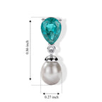 Colombian Colour Emeraldine Quartz & Fresh Water Pearl Dangling Earring with Push Post in Platinum Overlay Sterling Silver 7.33 Ct._8712703_3