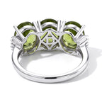 D'Joy - Natural Hebei Peridot & White Diamond Trilogy Ring in Rhodium Overlay Sterling Silver 5.90 Ct._8712723_4