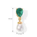 Colombian Colour Emeraldine Quartz & Fresh Water Pearl Dangling Earring with Push Post in Yellow Gold Plated Sterling Silver 7.33 Ct._8712734_4