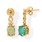 D'Joy - Colombian Colour Emeraldine Quartz Dangling Earring in Yellow Gold Plated Sterling Silver 3.15 Ct._8712735_2