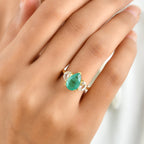 D'Joy - Colombian Colour Emeraldine Quartz & White Topaz Trilogy Ring in Yellow Gold Plated Sterling Silver 4.65 Ct._8712737_1