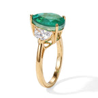 D'Joy - Colombian Colour Emeraldine Quartz & White Topaz Trilogy Ring in Yellow Gold Plated Sterling Silver 4.65 Ct._8712737_2