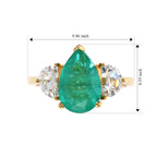 D'Joy - Colombian Colour Emeraldine Quartz & White Topaz Trilogy Ring in Yellow Gold Plated Sterling Silver 4.65 Ct._8712737_4