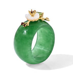D'Joy - Dyed Green Jade & Multi Gemstones Floral Ring in Yellow Gold Plated Sterling Silver 33.20 Ct._8712894_3