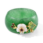 D'Joy - Dyed Green Jade & Multi Gemstones Floral Ring in Yellow Gold Plated Sterling Silver 33.20 Ct._8712898