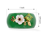 D'Joy - Dyed Green Jade & Multi Gemstones Floral Ring in Yellow Gold Plated Sterling Silver 33.20 Ct._8712898_4