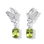D'Joy - Peridot Butterfly Drop Earring with Push Back in Rhodium Overlay Sterling Silver 1.64 Ct._8712922