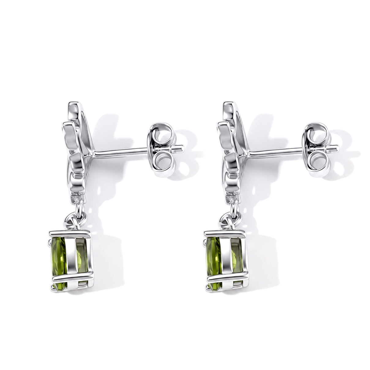 D'Joy - Natural Hebei Peridot Butterfly Drop Earring with Push Back in Rhodium Overlay Sterling Silver 1.64 Ct. 8712922 4