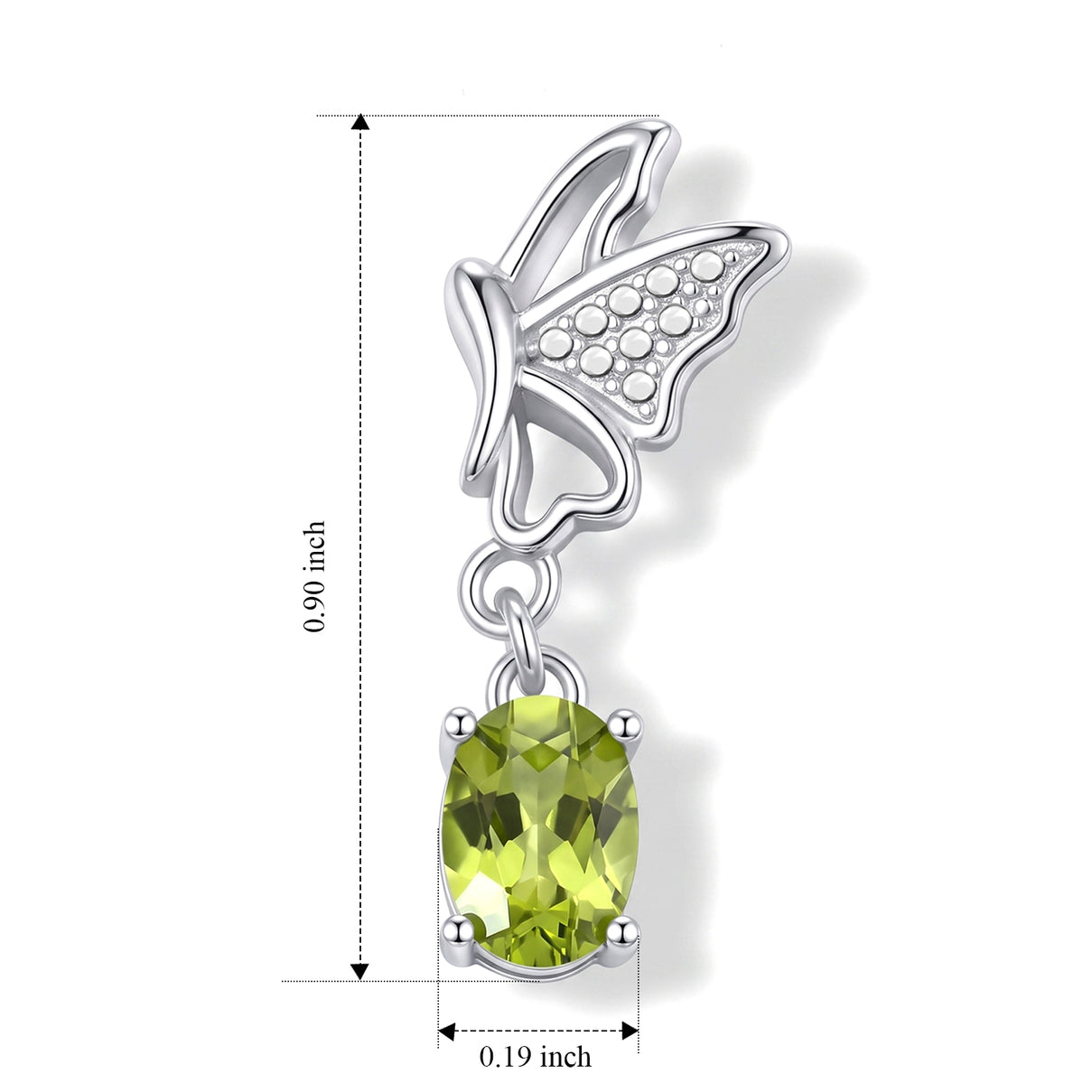 D'Joy - Natural Hebei Peridot Butterfly Drop Earring with Push Back in Rhodium Overlay Sterling Silver 1.64 Ct. 8712922 6