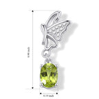 D'Joy - Peridot Butterfly Drop Earring with Push Back in Rhodium Overlay Sterling Silver 1.64 Ct._8712922_5