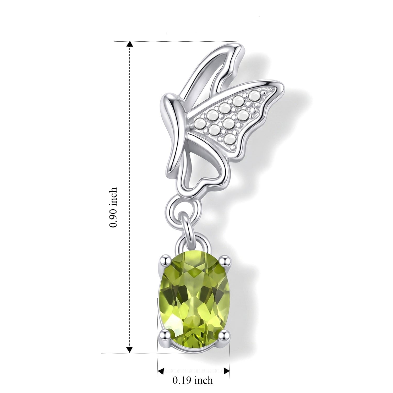 D'Joy - Natural Hebei Peridot Butterfly Drop Earring with Push Back in Rhodium Overlay Sterling Silver 1.64 Ct. 8712922 6