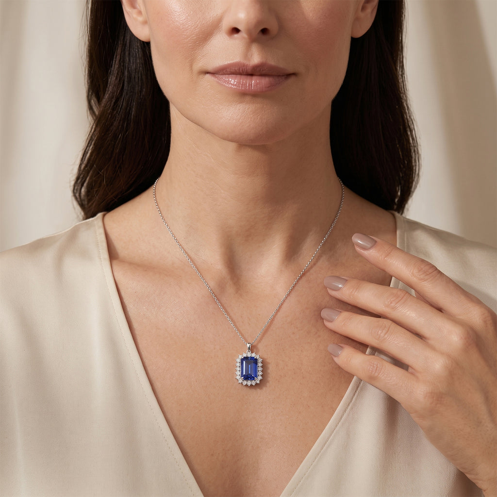Rhapsody - 950 Platinum AAAA Tanzanite & White Diamond (VS/E-F) Pendant 10.30 Ct, Platinum Wt. 5.00 Gms_8713042_2