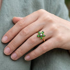 Luxuriant Natural Chrome Diopside, Lab Grown Diamond Ring Sterling Silver  1.200  Ct._8713223_1