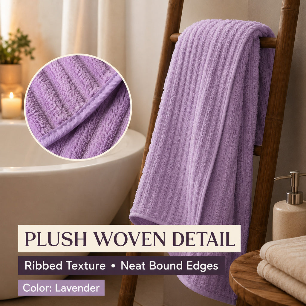 LIVMORE Patterned Towel (Size 140x1 cm) - Lavender & Lavender_8713286_2