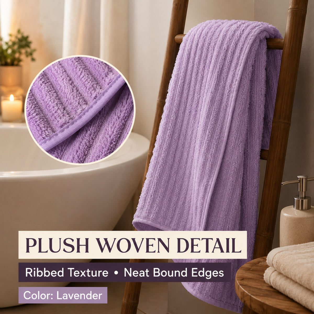LIVMORE Quick-Dry Microfiber Soft Absorbent Bath Towel (70 x 140cm, 290 GSM) - Lavender 8713286 2
