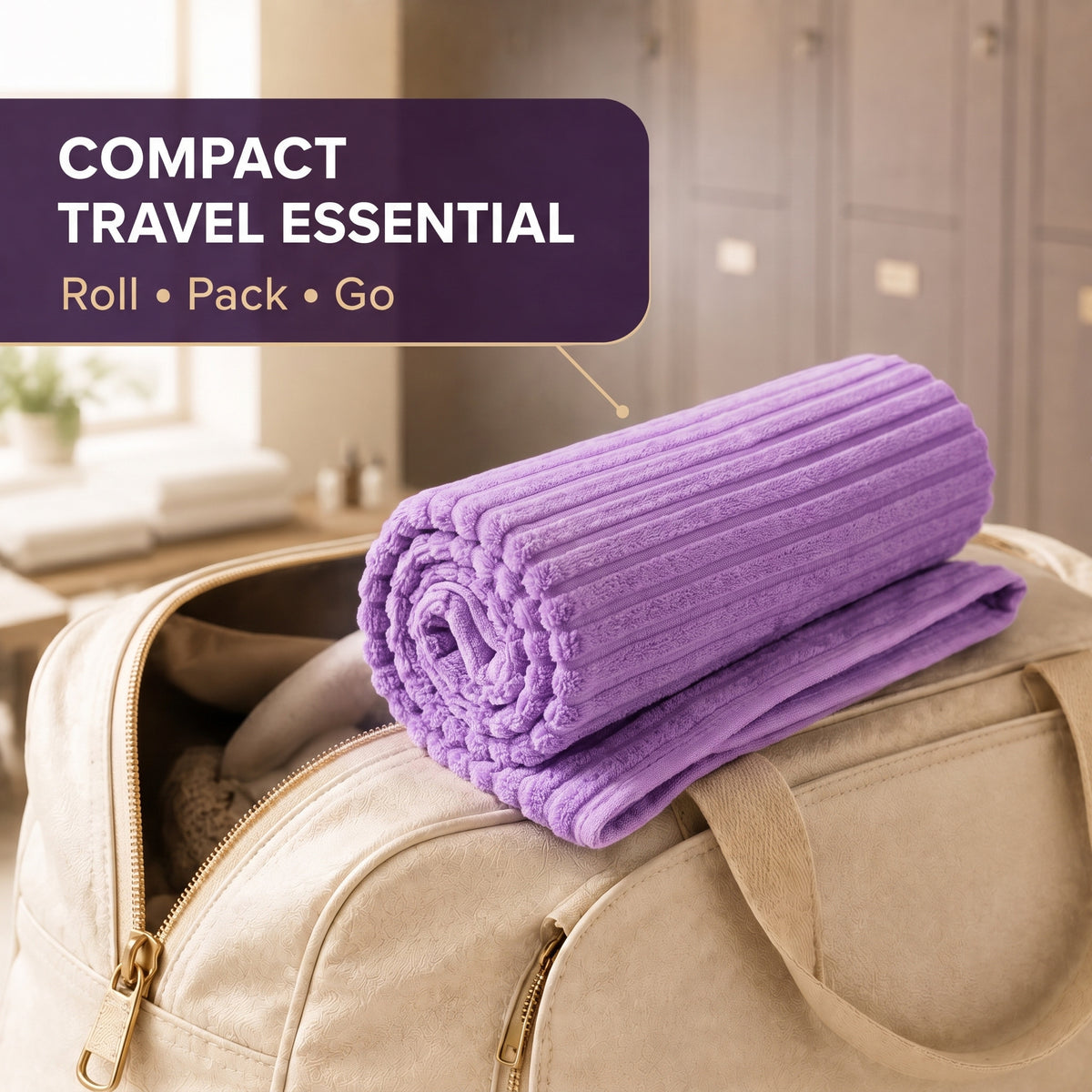 LIVMORE Quick-Dry Microfiber Soft Absorbent Bath Towel (70 x 140cm, 290 GSM) - Lavender 8713286 4
