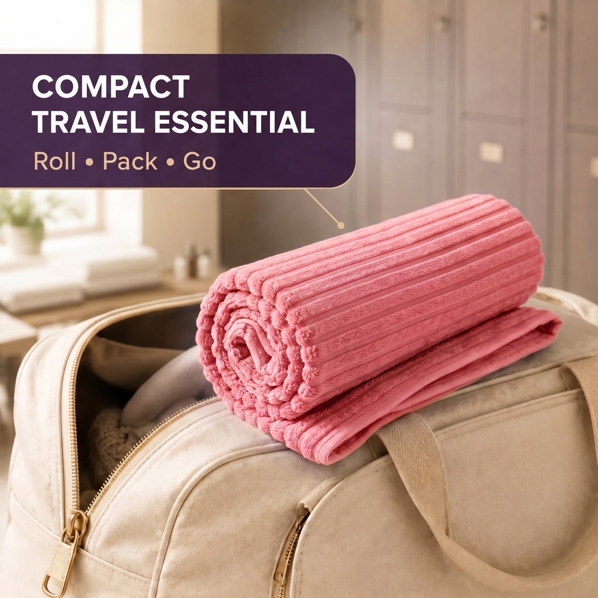 LIVMORE Quick-Dry Microfiber Soft Absorbent Bath Towel (70 x 140cm, 290 GSM) - Pink 8713287 5