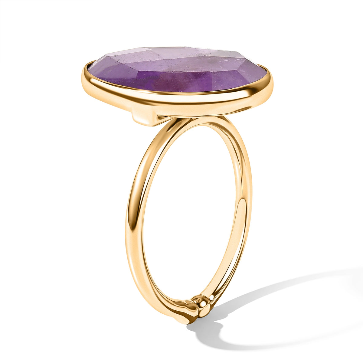 Handmade Purple Amethyst Adjustable Ring in Yellow Gold Tone 4.80 Ct. 8713459 3