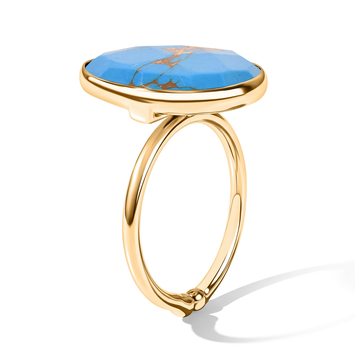 Handmade Blue Torquoise Adjustable Ring in Yellow Gold Tone 4.40 Ct. 8713460 3