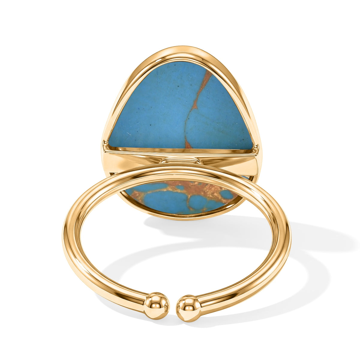 Handmade Blue Torquoise Adjustable Ring in Yellow Gold Tone 4.40 Ct. 8713460 4