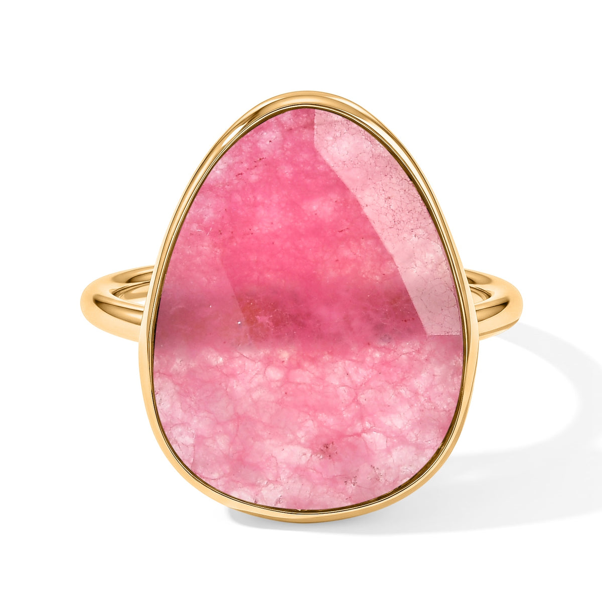 Handmade Pink Jade Adjustable Ring in Yellow Gold Tone 6.00 Ct. 8713462 0