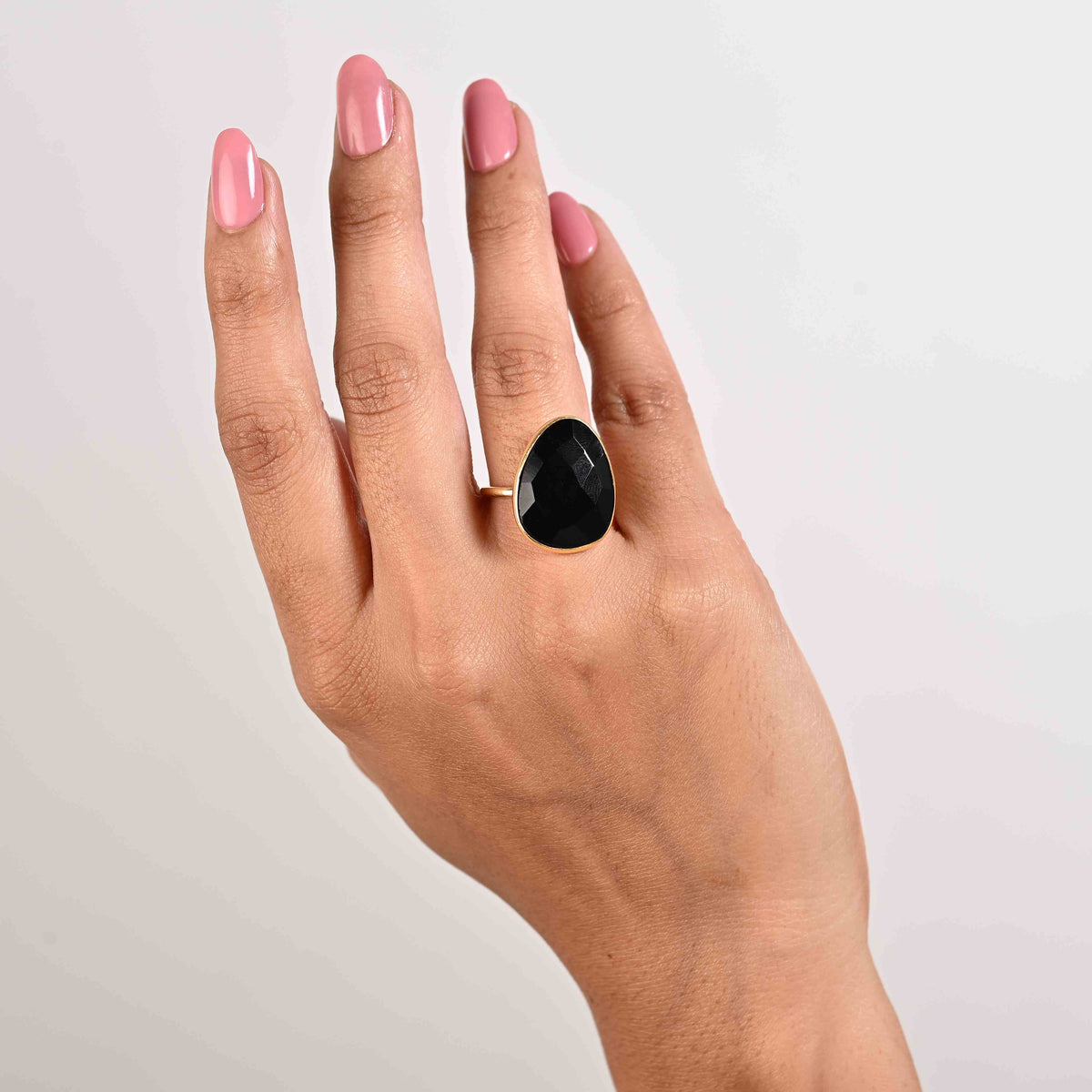 Handmade Black Onyx Adjustable Ring in Yellow Gold Tone 5.40 Ct. 8713463 1