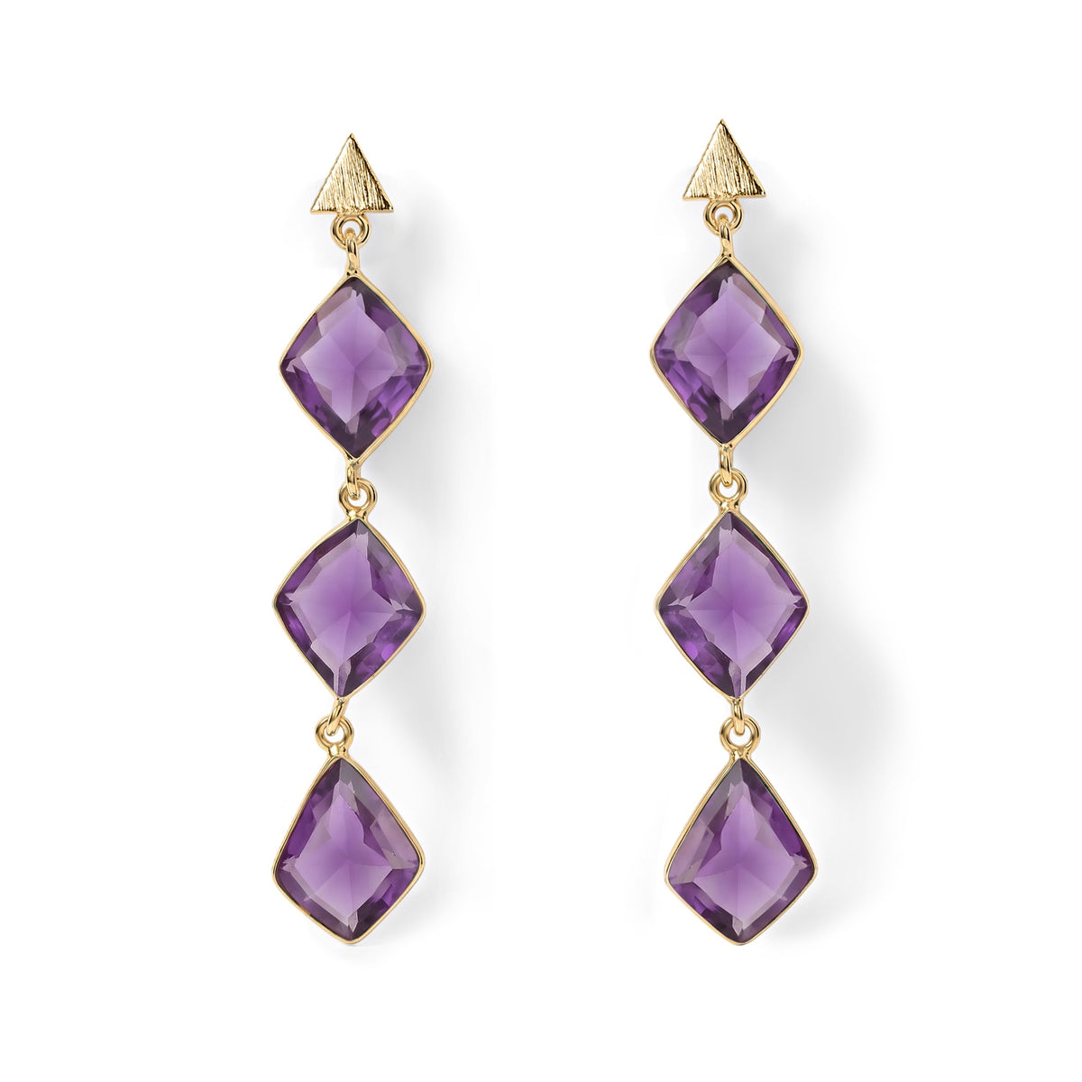Amethyst Dangling Earrings with Push Back in Gold Tone 20.00 Ct. 8713464 0