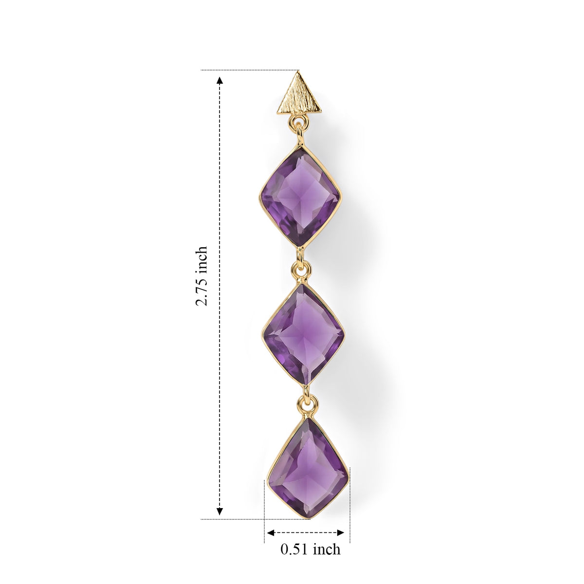 Amethyst Dangling Earrings with Push Back in Gold Tone 20.00 Ct. 8713464 4