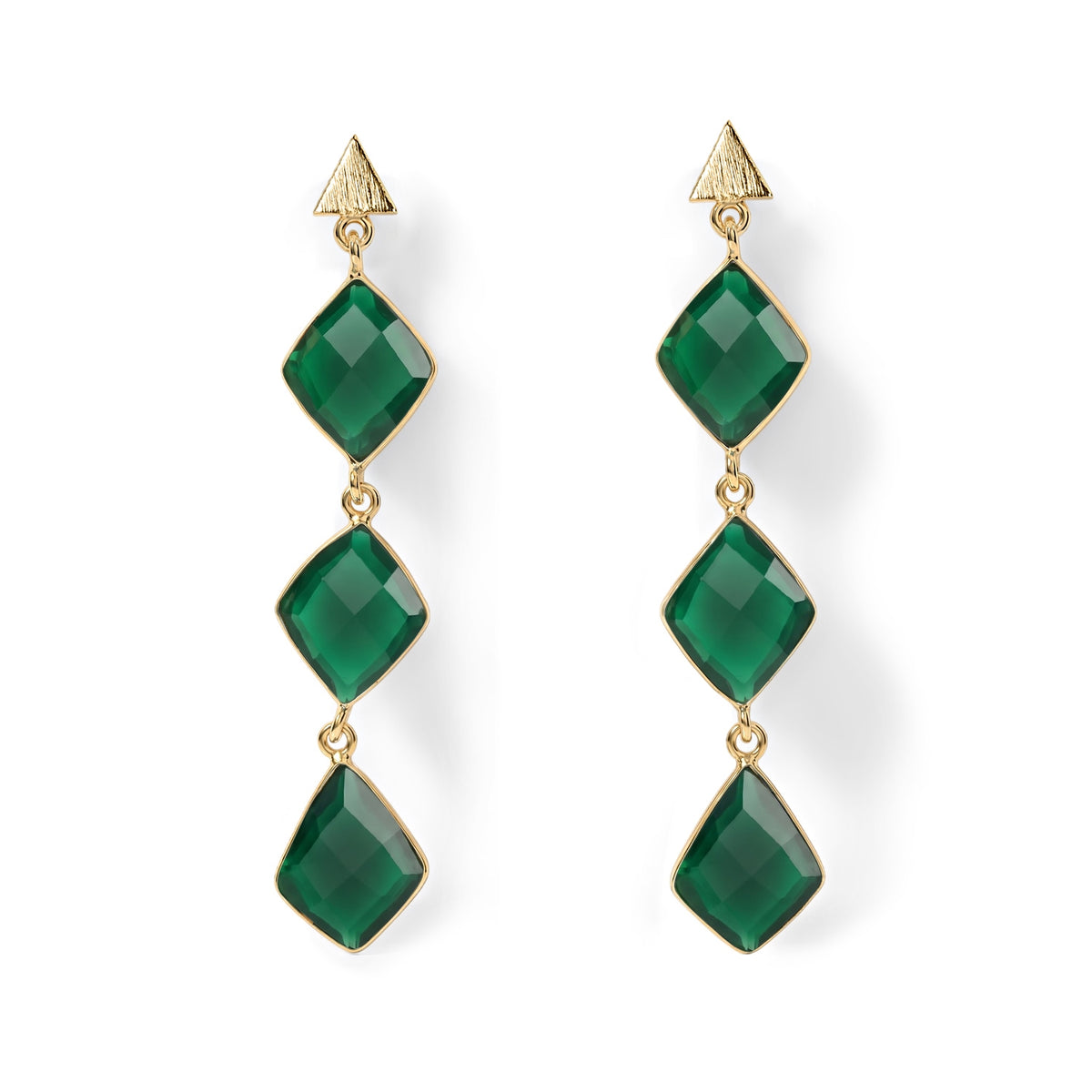 Green Onyx Dangling Earrings with Push Back in Gold Tone 22.50 Ct. 8713465 0