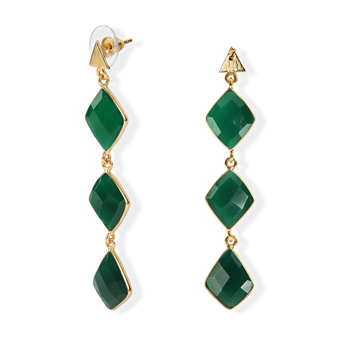 Green Onyx Dangling Earrings with Push Back in Gold Tone 22.50 Ct. 8713465 3