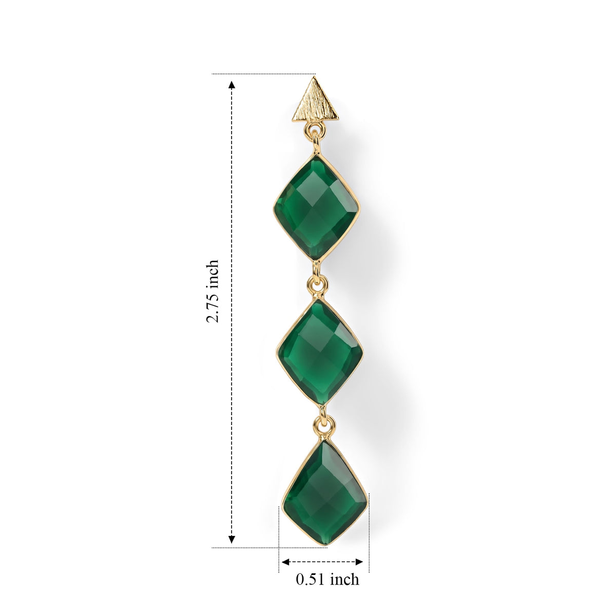 Green Onyx Dangling Earrings with Push Back in Gold Tone 22.50 Ct. 8713465 4