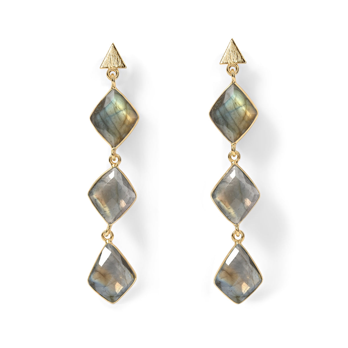 Labradorite Dangling Earrings with Push Back in Gold Tone 24.00 Ct. 8713466 0