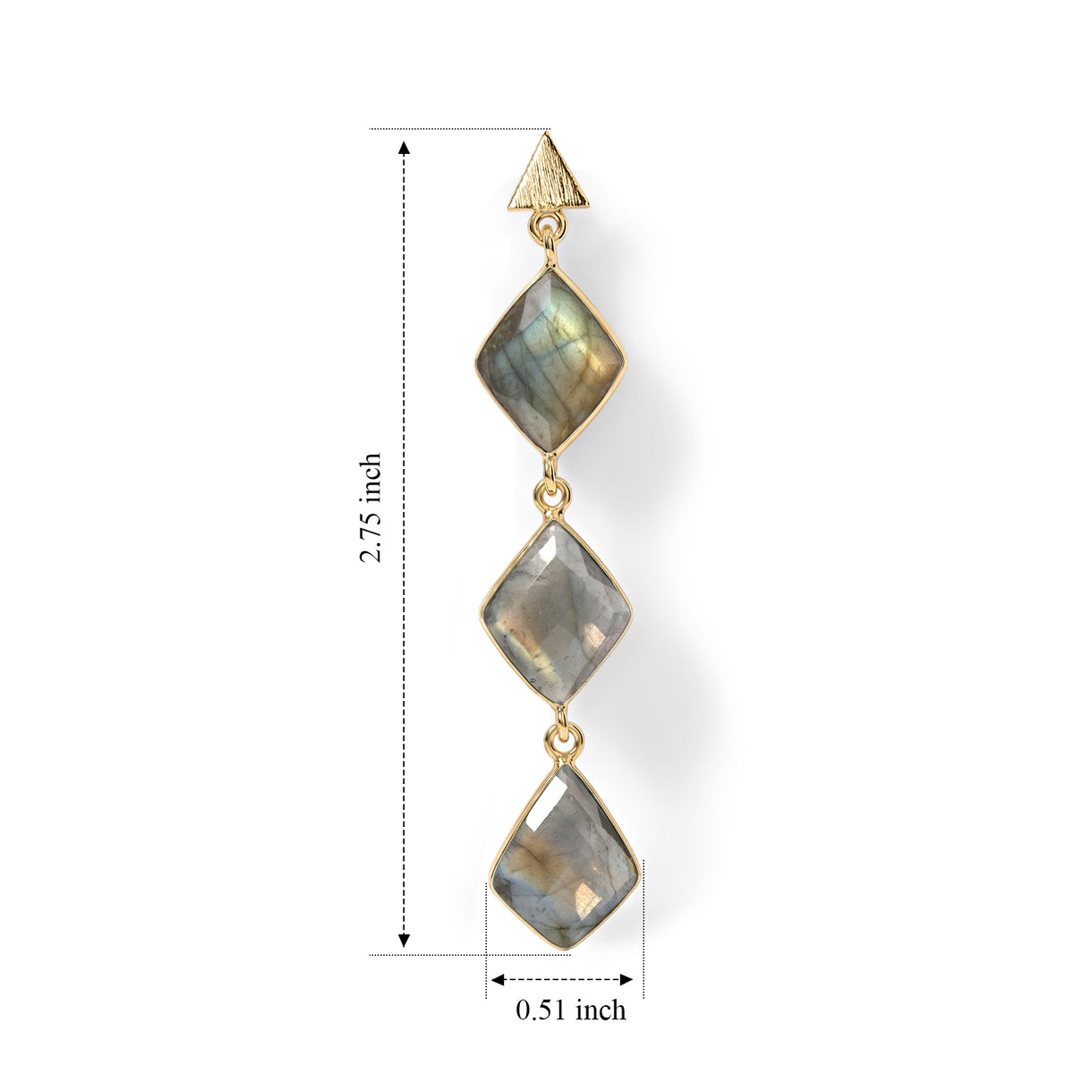 Labradorite Dangling Earrings with Push Back in Gold Tone 24.00 Ct. 8713466 4