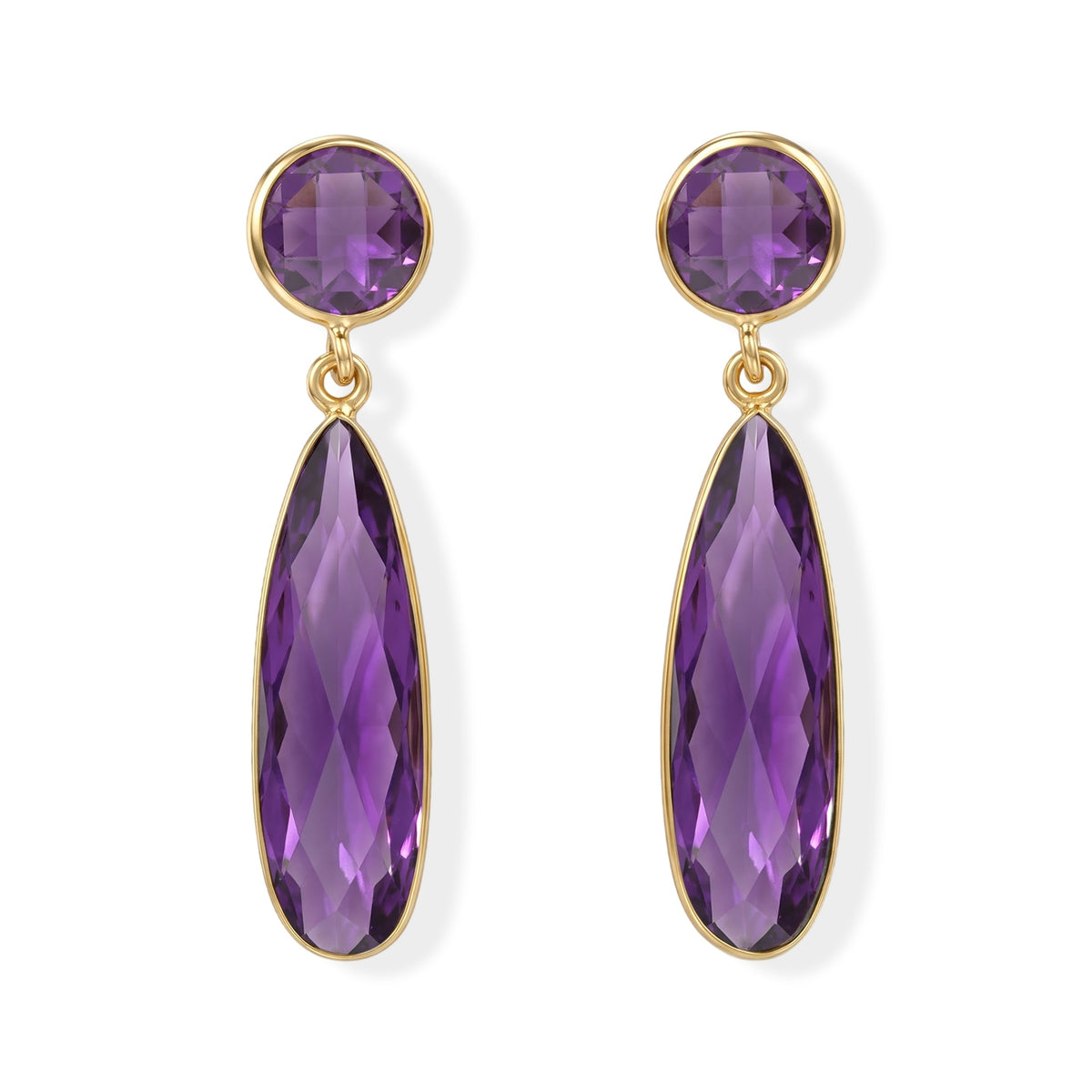 Purple Amethyst Dangling Earrings with Push Back in Gold Tone 5.30 Ct. 8713468 0