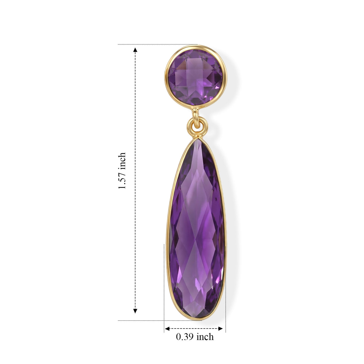 Purple Amethyst Dangling Earrings with Push Back in Gold Tone 5.30 Ct. 8713468 4