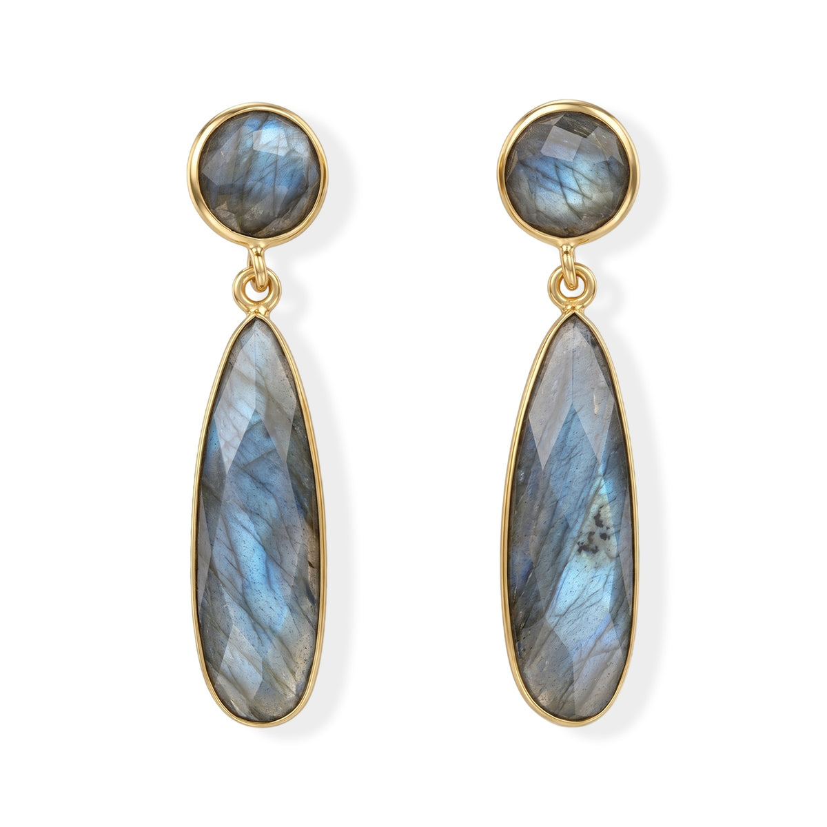 Brown Labradorite Dangling Earrings with Push Back in Gold Tone 5.60 Ct. 8713469 0